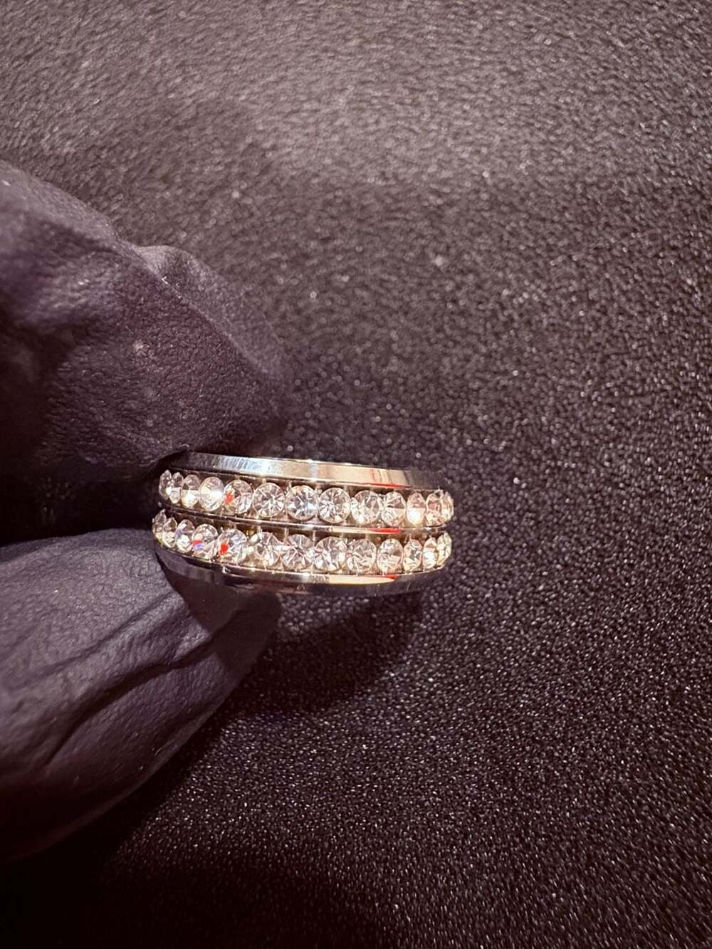 Silver Stainless Steel Rhinestone Ring - Picture 3 of 5